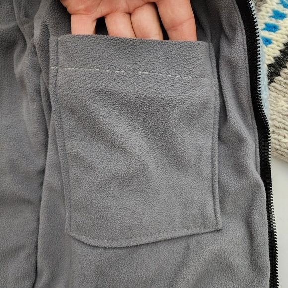 KYBER Outwear Women's Knit Light Blue Fairisle Wool Fleece Lined Zip Hoodie Sz S - Picture 12 of 15